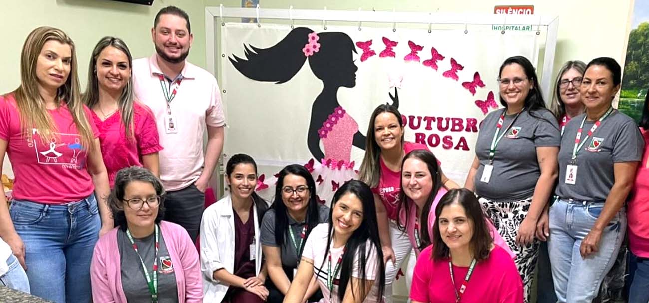 CAMPANHA OUTUBRO ROSA MOBILIZA EQUIPE DA SANTA CASA